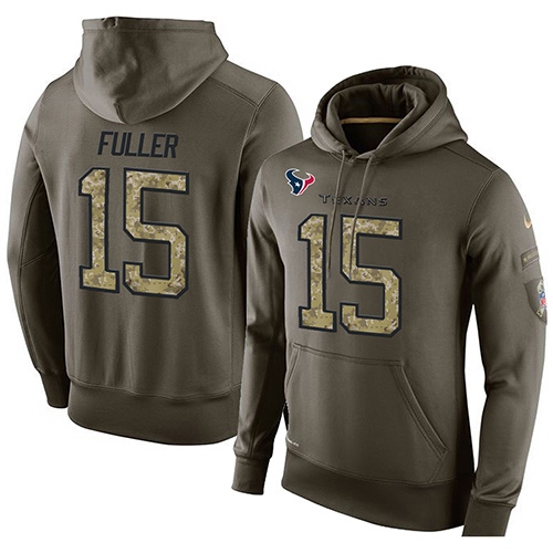 NFL Nike Houston Texans #15 Will Fuller Green Salute To Service Men's Pullover Hoodie